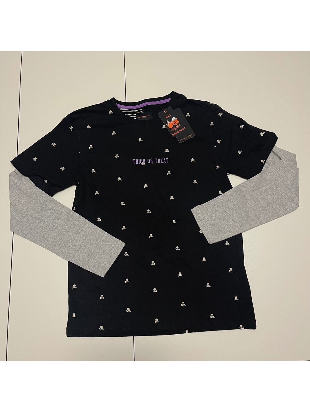 Denim & Flower Boy's Size 13/14 Trick or Treat Halloween Long Sleeve Tee Shirt